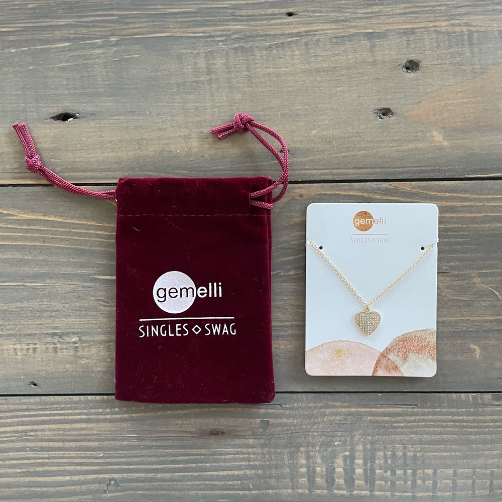 Gemelli Pave Heart Necklace. New in packaging in picture.